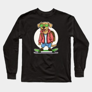 Puppy on the skateboard 2 color Long Sleeve T-Shirt